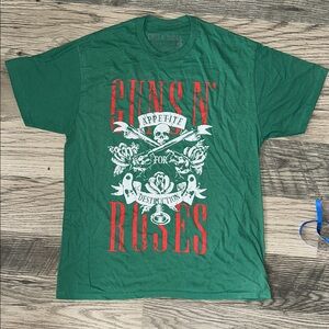 Guns N'‎ Roses band logo Graphic green T-Shirt size large